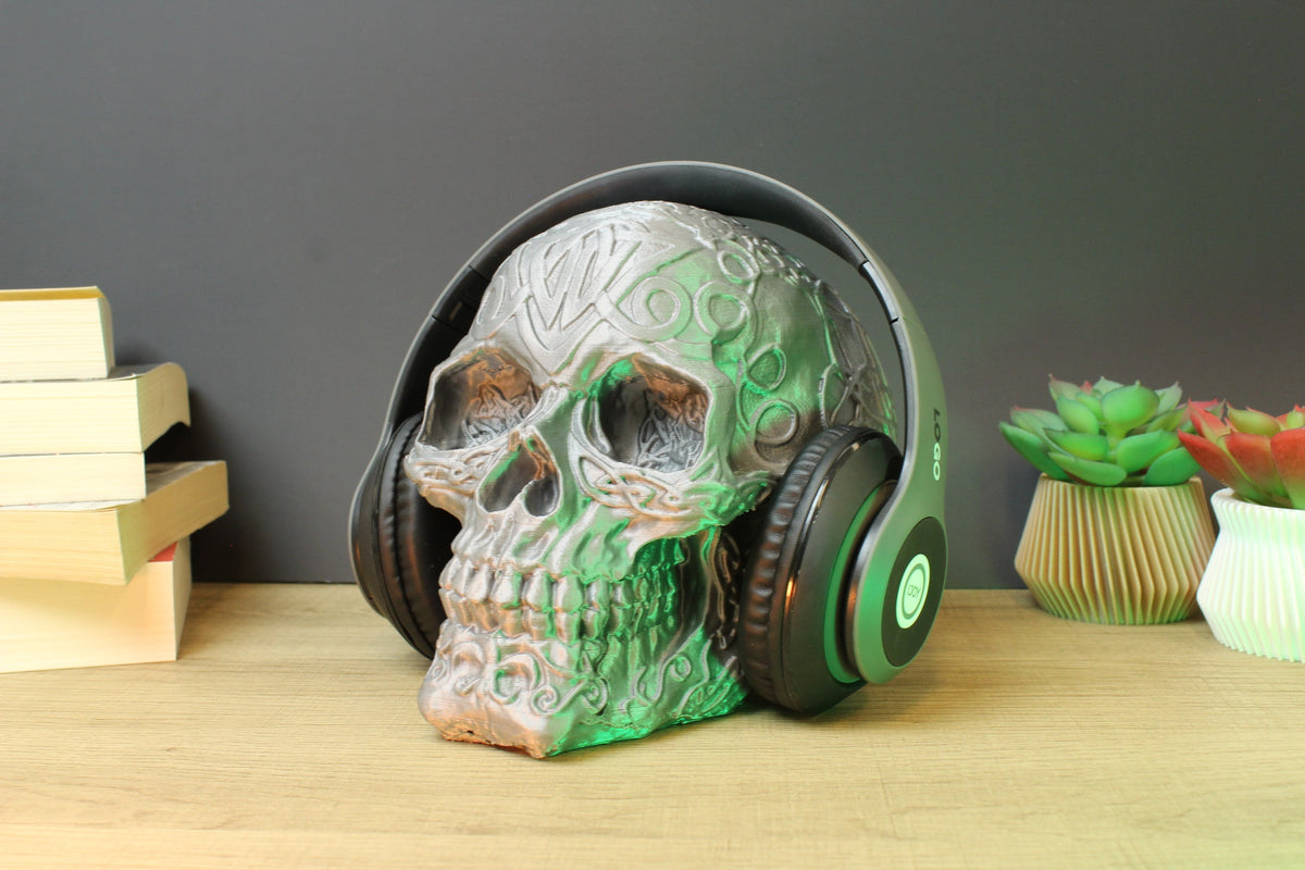  Geometric Skull Headphone Holder; Gamer Headset Stand